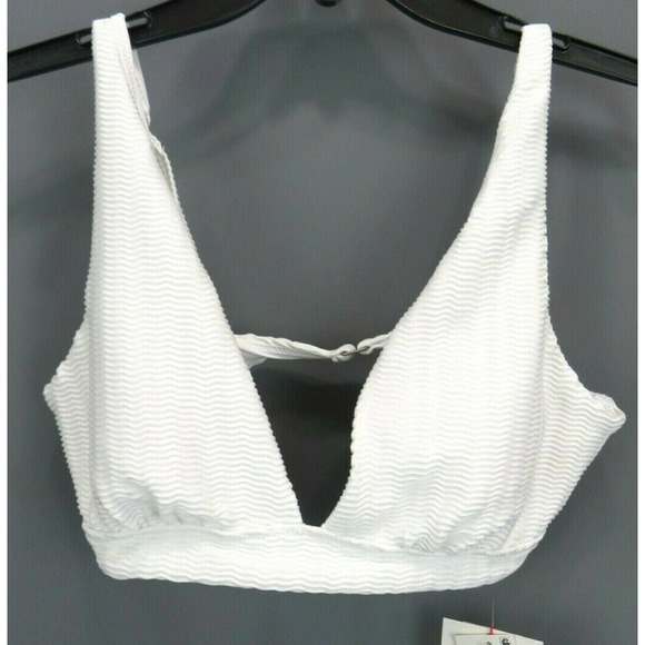 Red Carter The Wave Plunge White Ridge Swim Bikini Top Large NWT - Picture 2 of 3